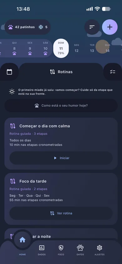 Rotina guiada com suas etapas no Patinhas